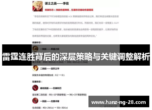 雷霆连胜背后的深层策略与关键调整解析